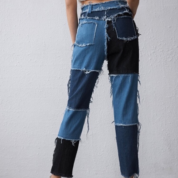 FabulouslyFitted Boutique | 2 Piece Denim Patchwork Distressed Set - Picture 5 of 7